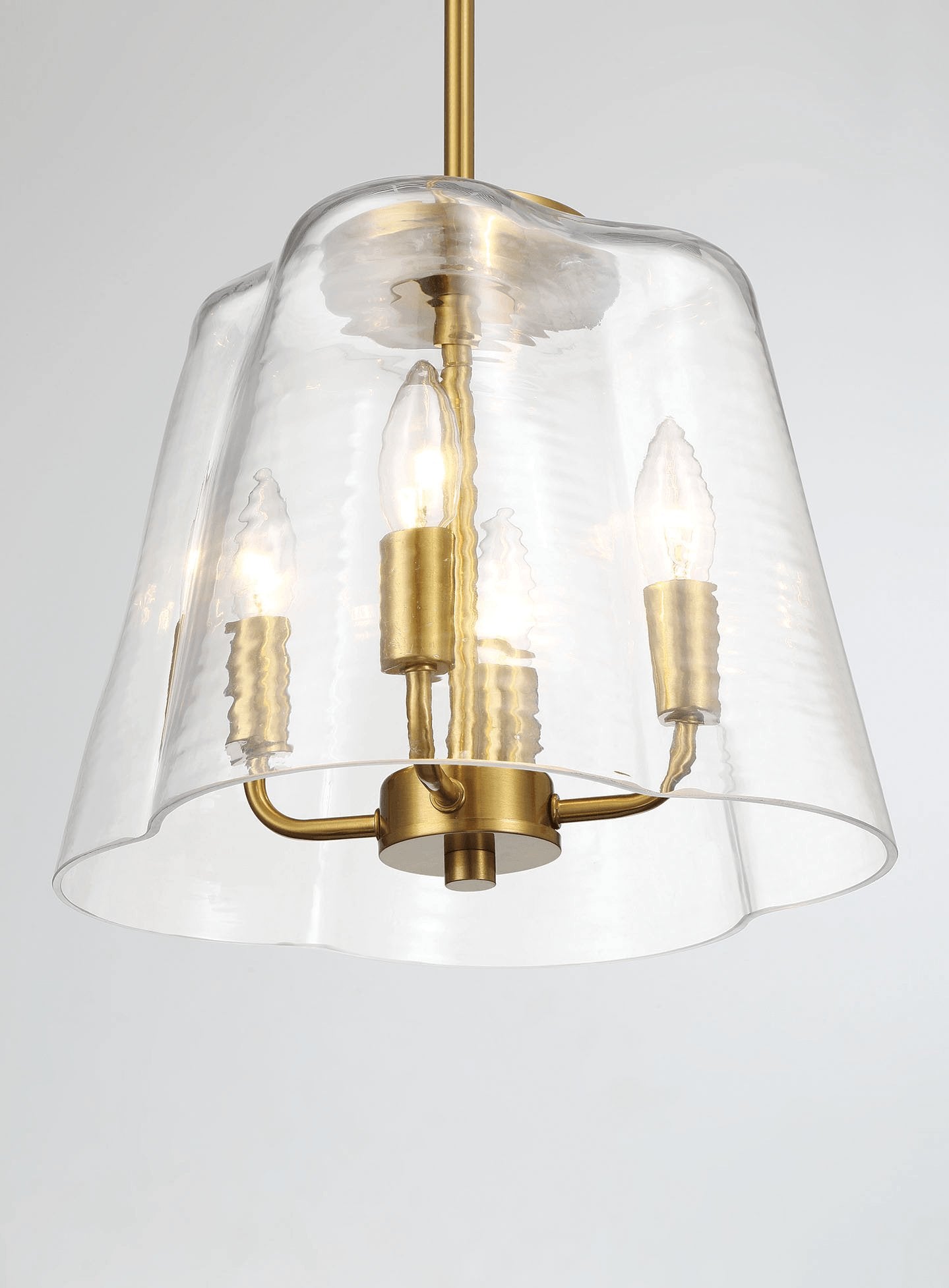 Soiree Four Candle Lights Pendant With Clear Glass - Satin Brass - MidinMod