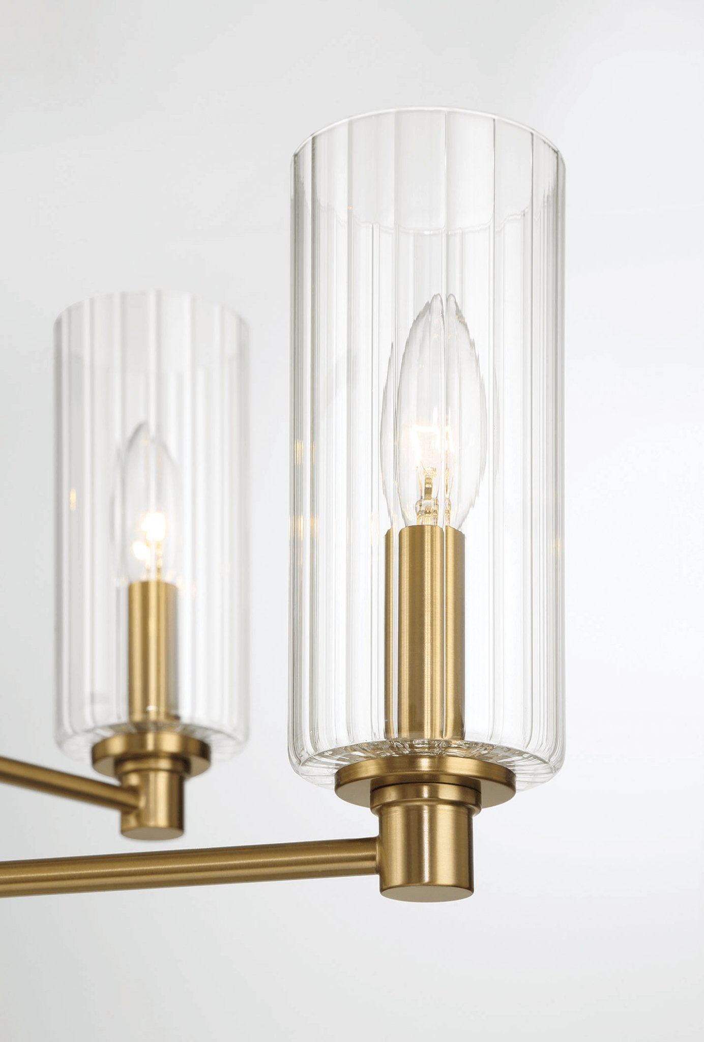 Timeless Six Lights Chandelier With Clear Ribbed Glass - Satin Brass - MidinMod