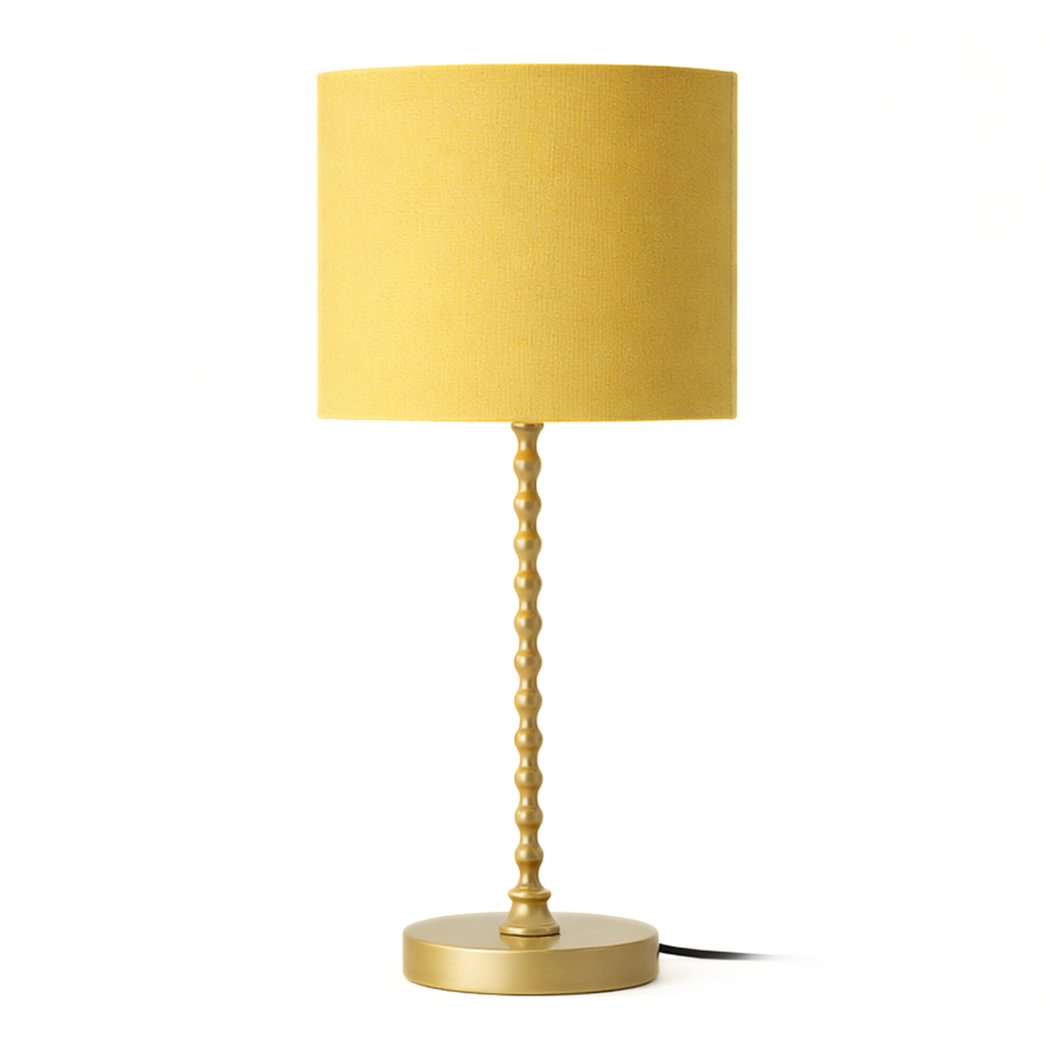 Torch Table Lamp | Gold Iron Base & Ochre Faux Linen Shade | MidinMod