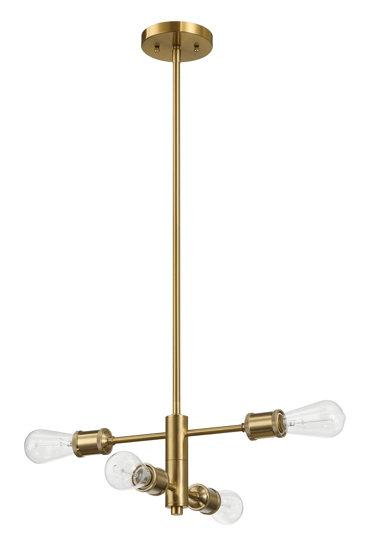 Trellis Four Lights Modern Gold Chandelier Vintage Pendant Fixture for Living Room Dining Kitchen 15"W × 6.75"H - MidinMod Houston Tx Mid Century Furniture Store - Ceiling Lamp 1