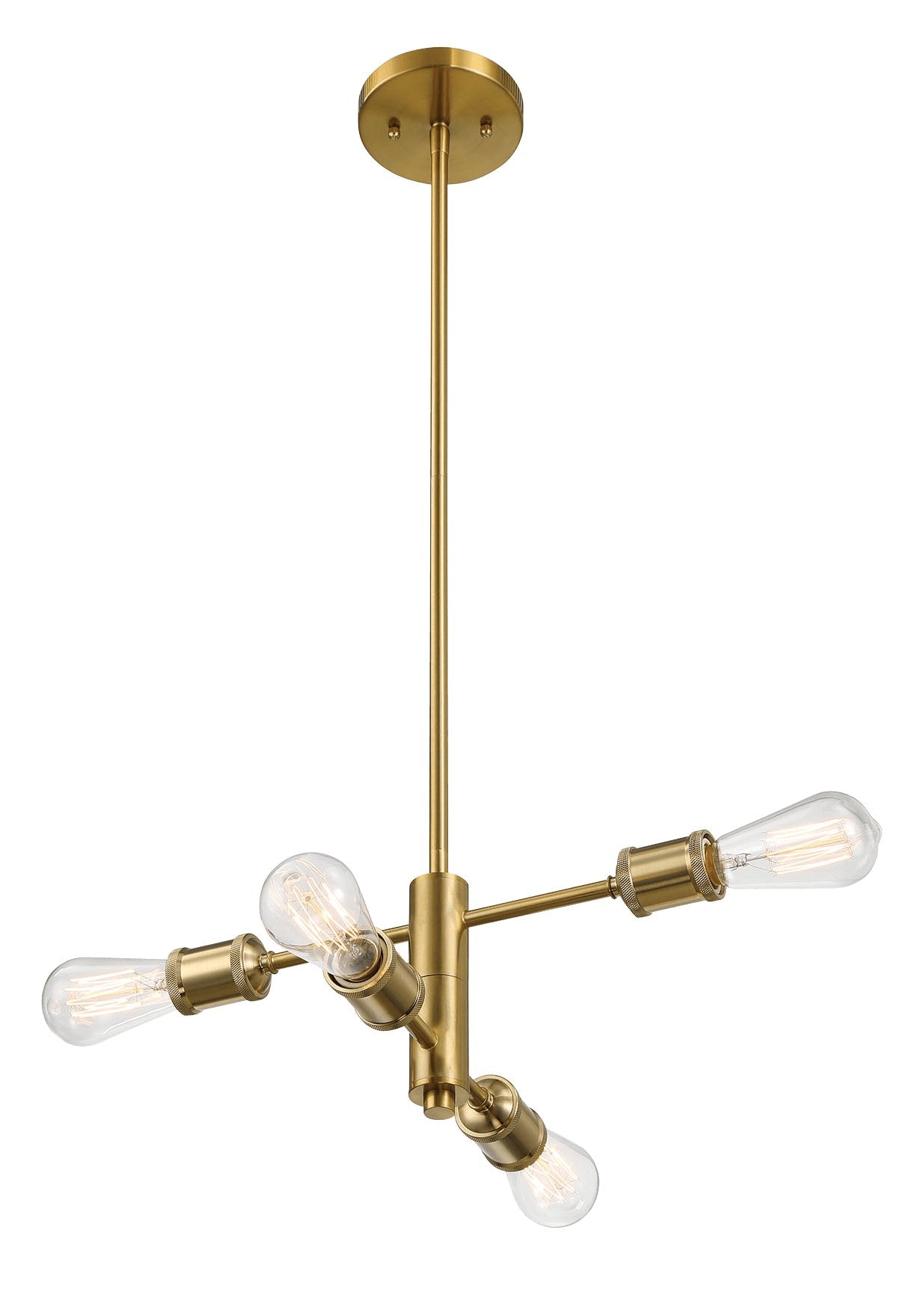 Trellis Four Lights Modern Gold Chandelier Vintage Pendant Fixture for Living Room Dining Kitchen 15"W × 6.75"H - MidinMod Houston Tx Mid Century Furniture Store - Ceiling Lamp 5