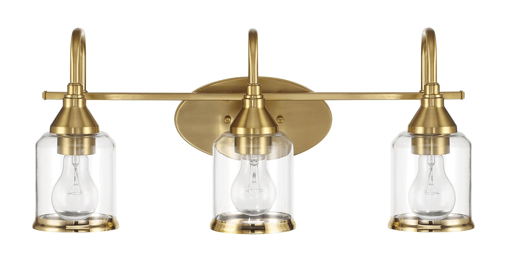 Twilight Three Lights Brushed Gold Contemporary Vanity Light 22"W × 10"H × 7.48"E with Clear Glass - MidinMod Houston Tx Mid Century Furniture Store - Wall Lamp 1