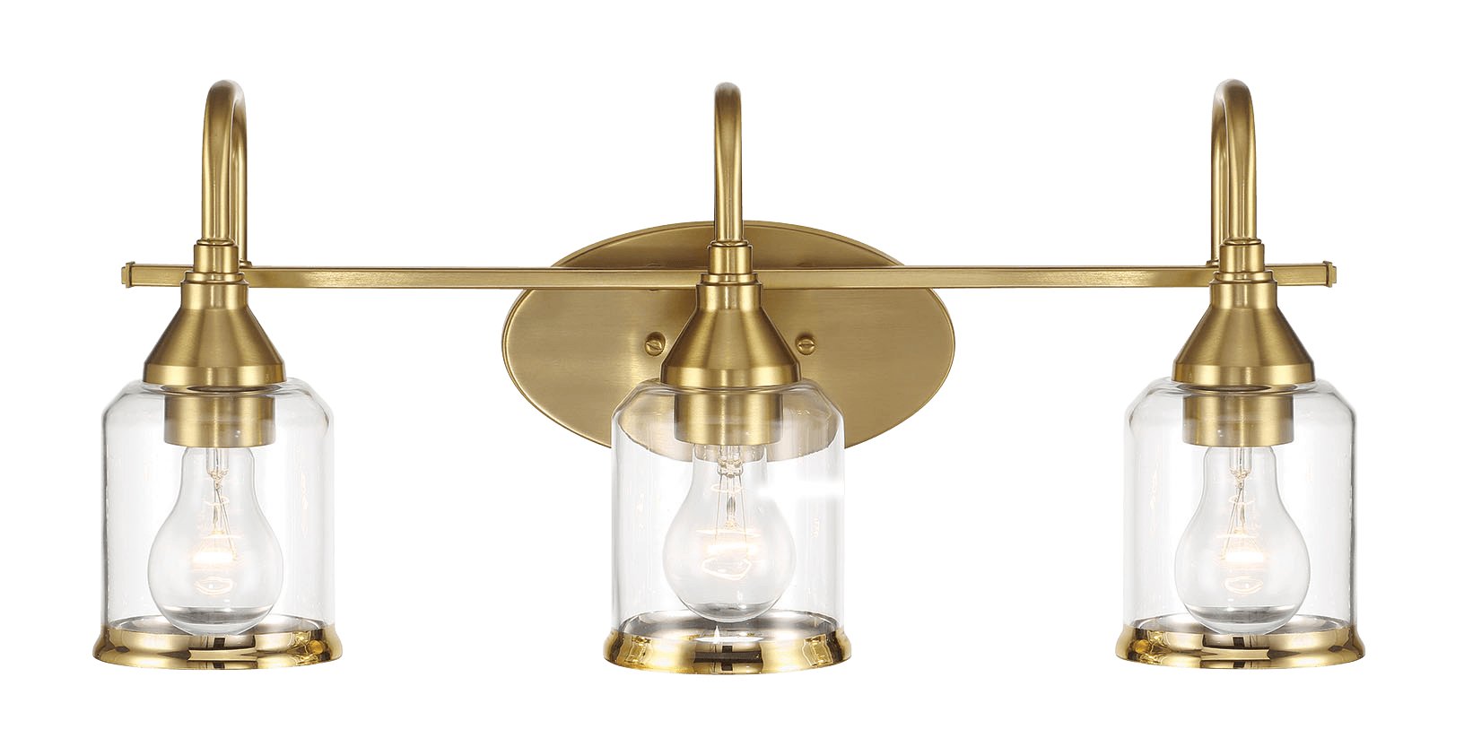 Twilight Three Lights Brushed Gold Contemporary Vanity Light 22"W × 10"H × 7.48"E with Clear Glass - MidinMod Houston Tx Mid Century Furniture Store - Wall Lamp 2