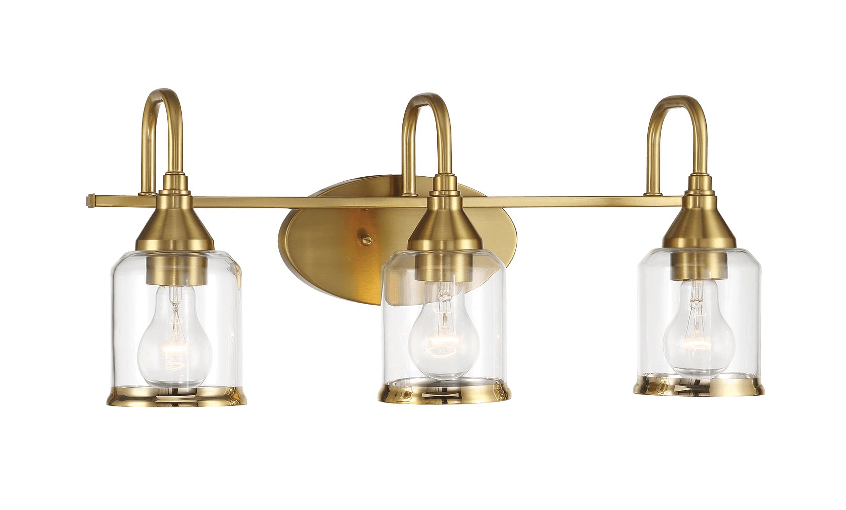 Twilight Three Lights Brushed Gold Contemporary Vanity Light 22"W × 10"H × 7.48"E with Clear Glass - MidinMod Houston Tx Mid Century Furniture Store - Wall Lamp 3