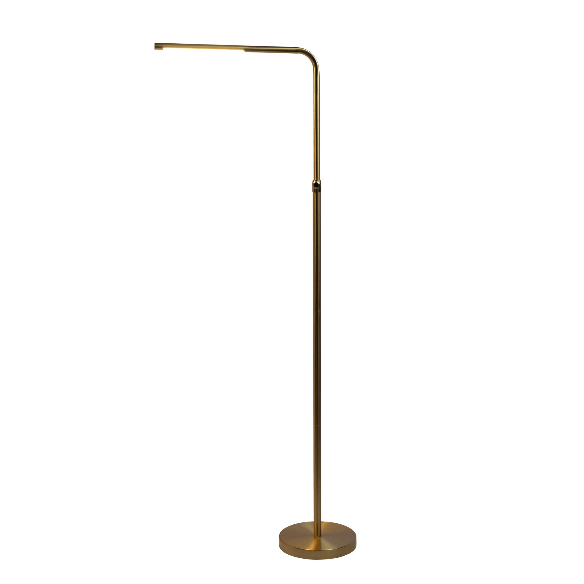 Verve Brassed Gold Floor Lamp with On/Off Switch Adjustable Led Round Base - MidinMod