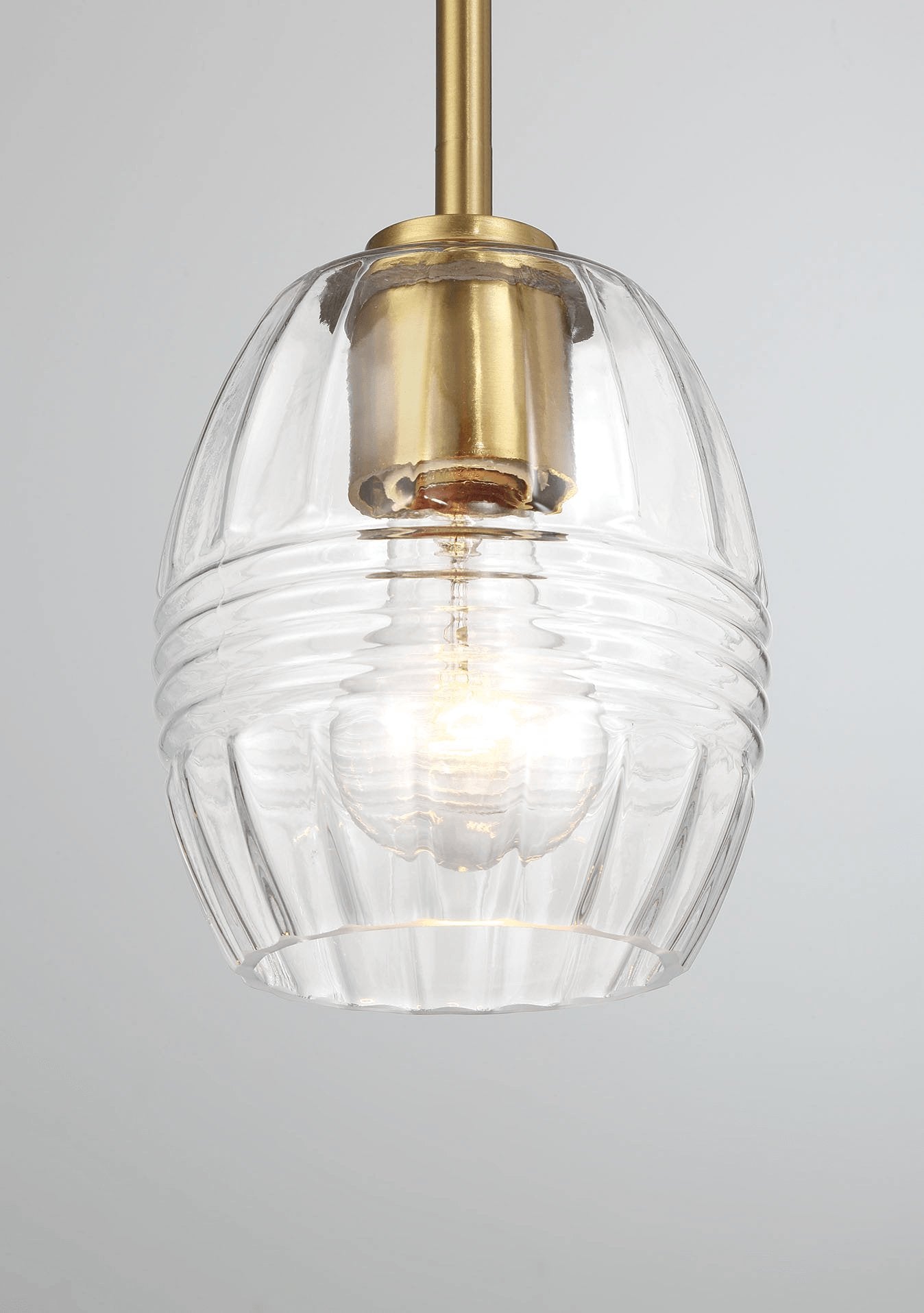 Vista Single Pendant Chain Hanging Light with Clear Glass - Satin Brass - MidinMod