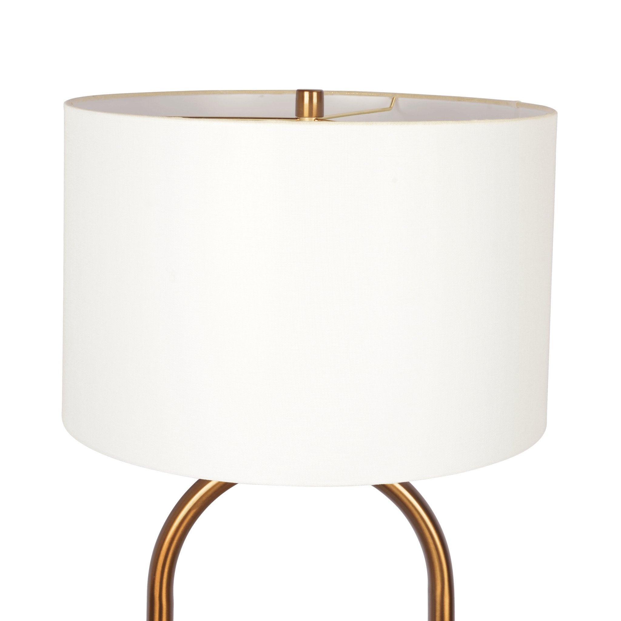 Vivid Brass Ring Base Floor Lamp with Large White Drum Shade - MidinMod