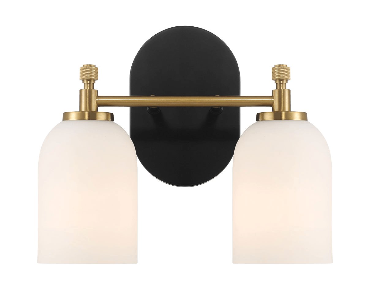 Vortex Two Lights Vanity in Traditional Style for Over Bathroom Mirror Wall Sconce 12.25"W × 10.125"H × 5.5"E With White Frosted Glass - MidinMod Houston Tx Mid Century Furniture Store - Wall Lamp 2