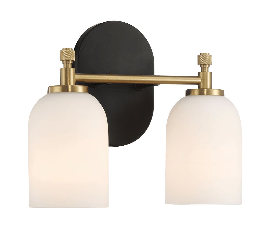 Vortex Two Lights Vanity in Traditional Style for Over Bathroom Mirror Wall Sconce 12.25"W × 10.125"H × 5.5"E With White Frosted Glass - MidinMod Houston Tx Mid Century Furniture Store - Wall Lamp 3