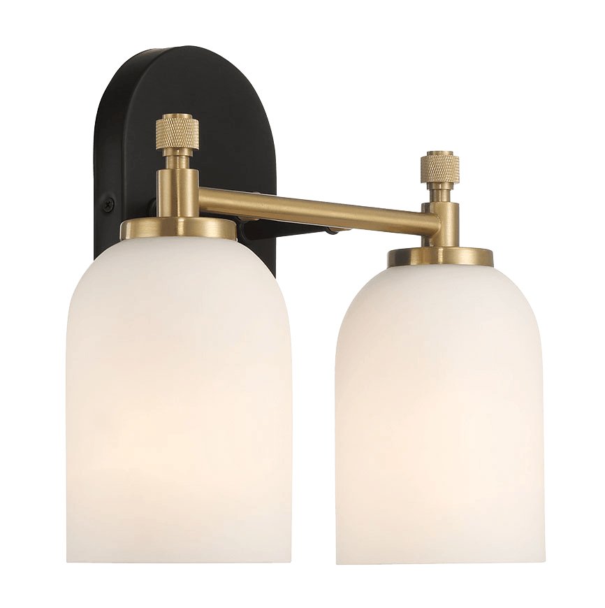 Vortex Two Lights Vanity in Traditional Style for Over Bathroom Mirror Wall Sconce 12.25"W × 10.125"H × 5.5"E With White Frosted Glass - MidinMod Houston Tx Mid Century Furniture Store - Wall Lamp 4