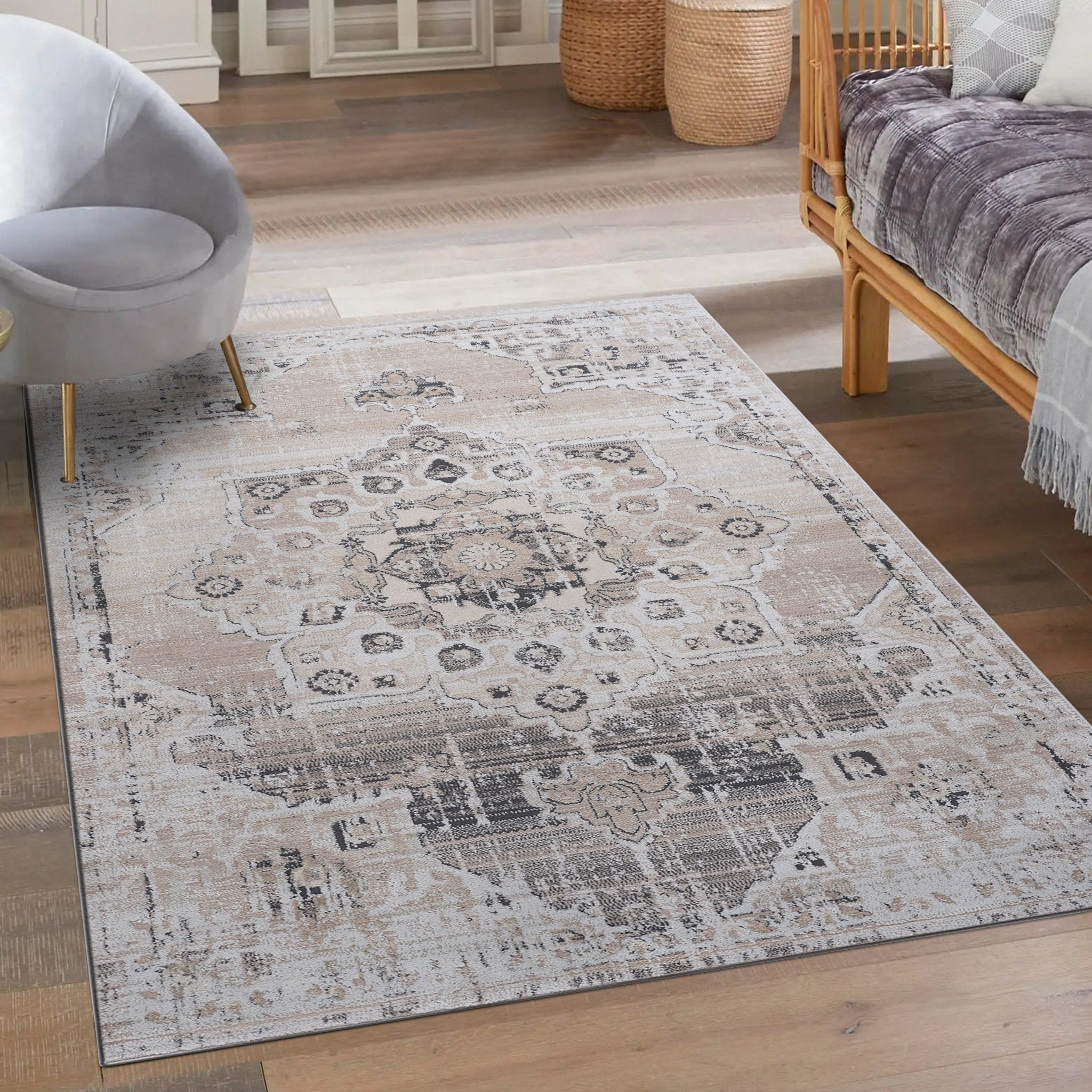 Payas Cream-Beige Rug Size 7'9'' x 10' - MidinMod