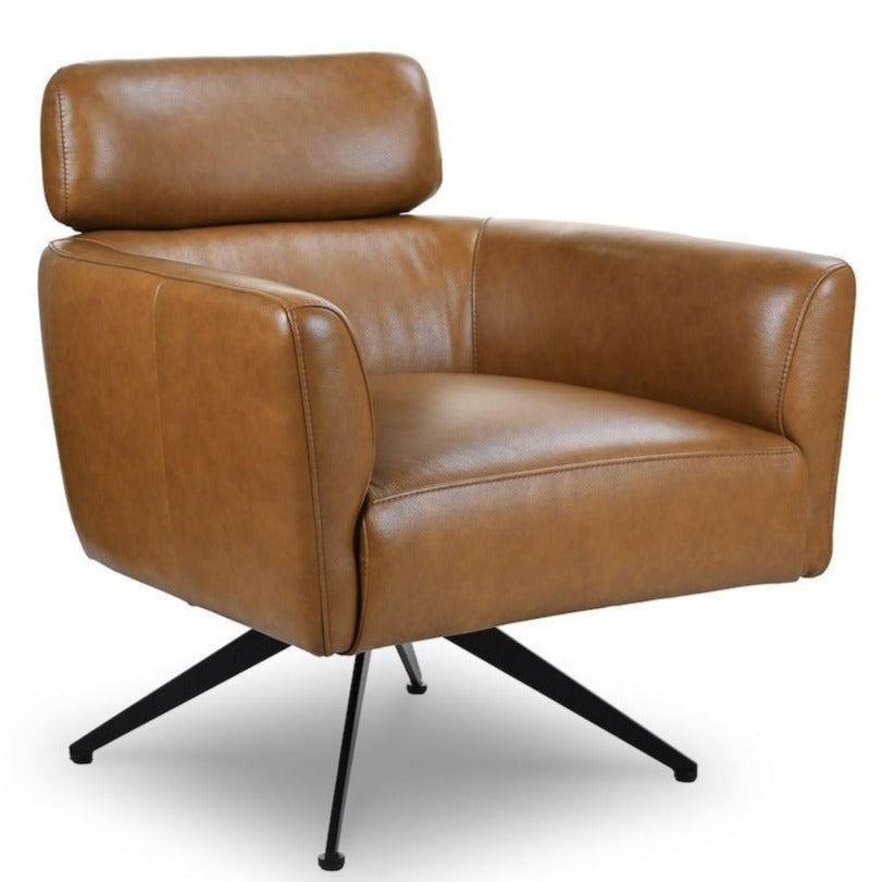 Megan Tan Leather Lounge Chair - MidinMod