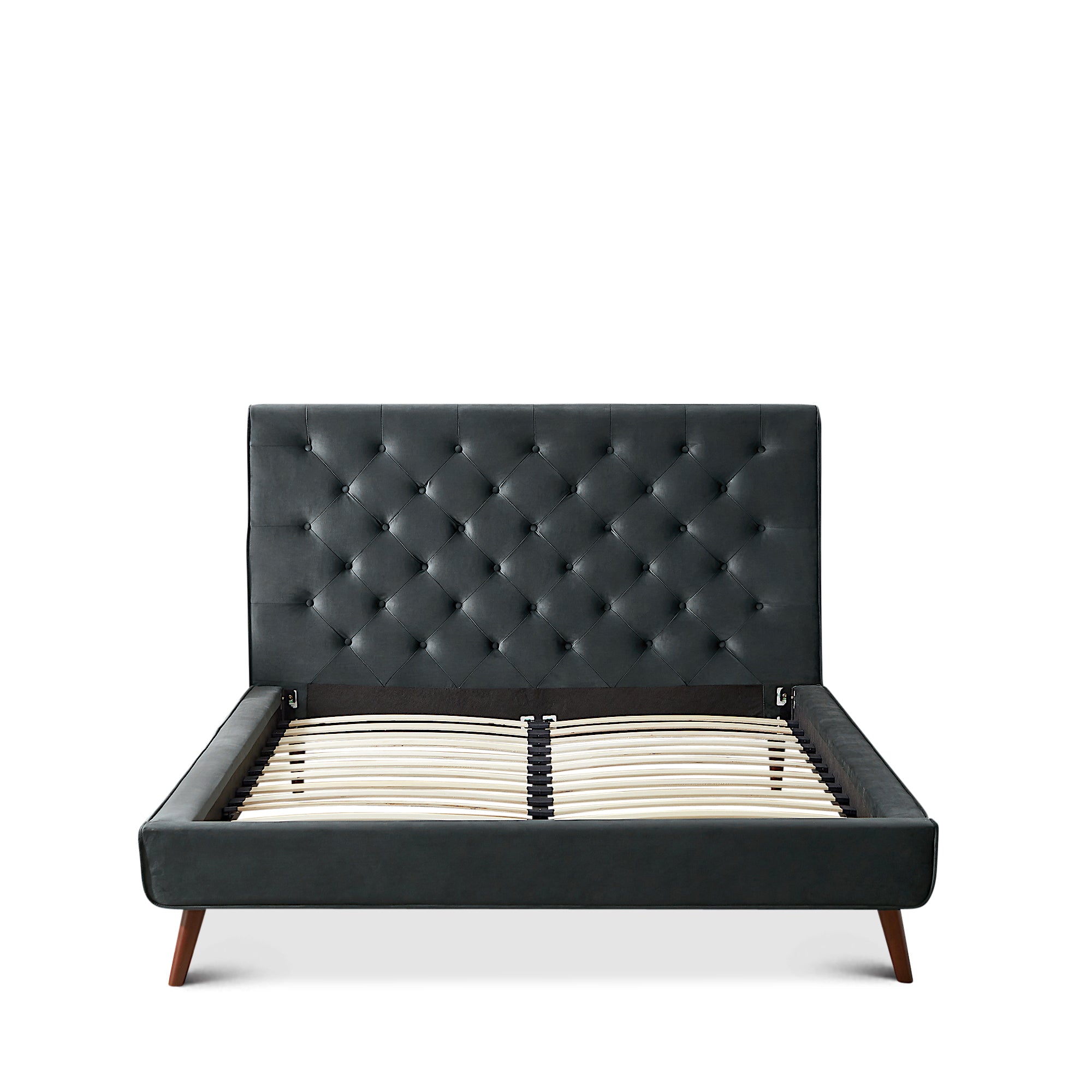 Ashley Queen Dark Gray Velvet Platform Bed - MidinMod