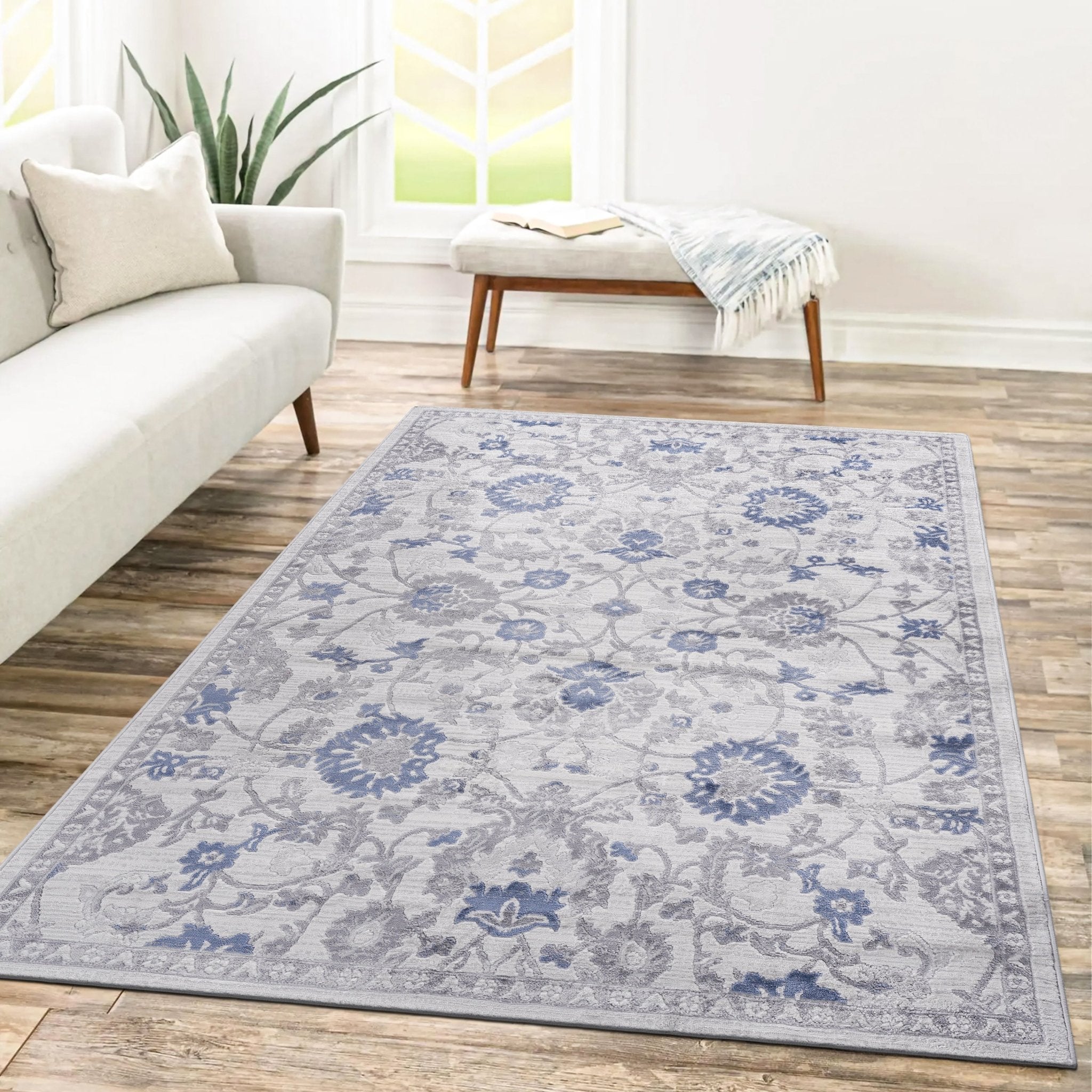 Marfi Blue - Silver Rug Size 5'3'' x 7'6'' - MidinMod