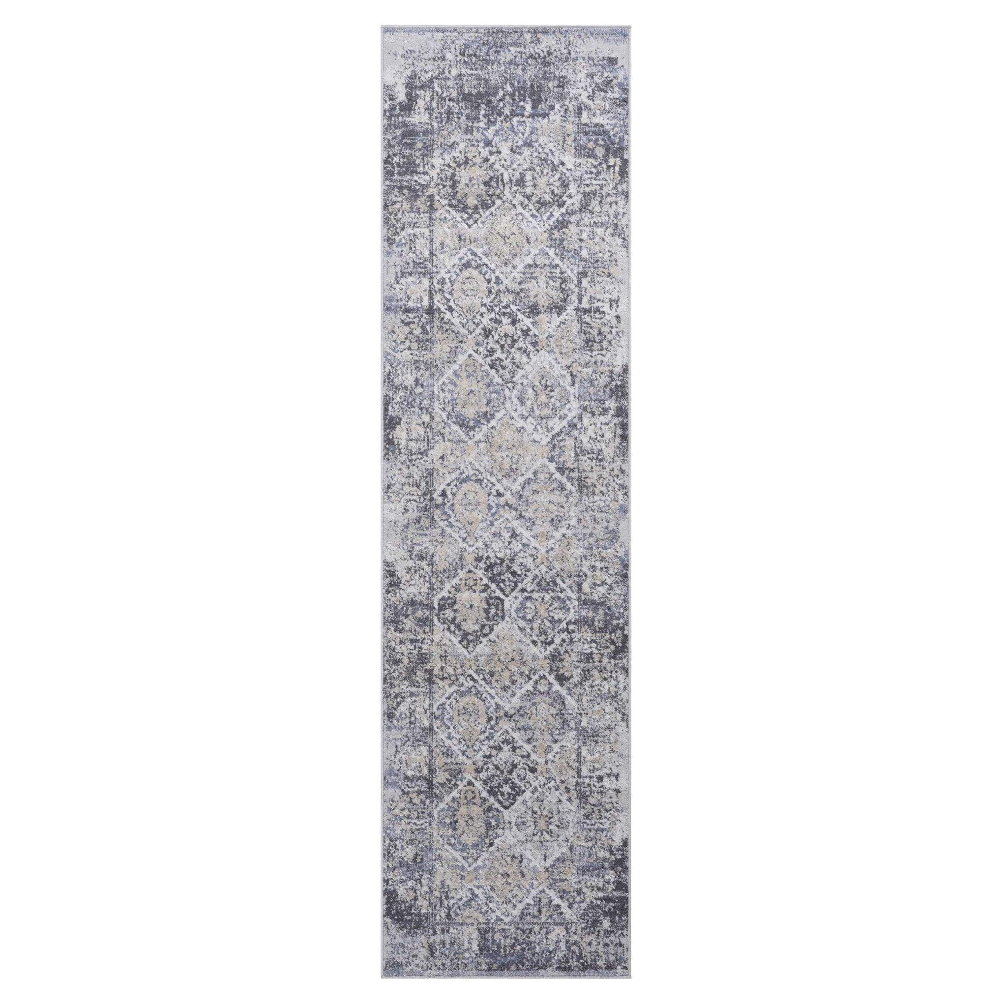 Payas Grey - Blue Runner Rug Size 2'2'' x 8' - MidinMod