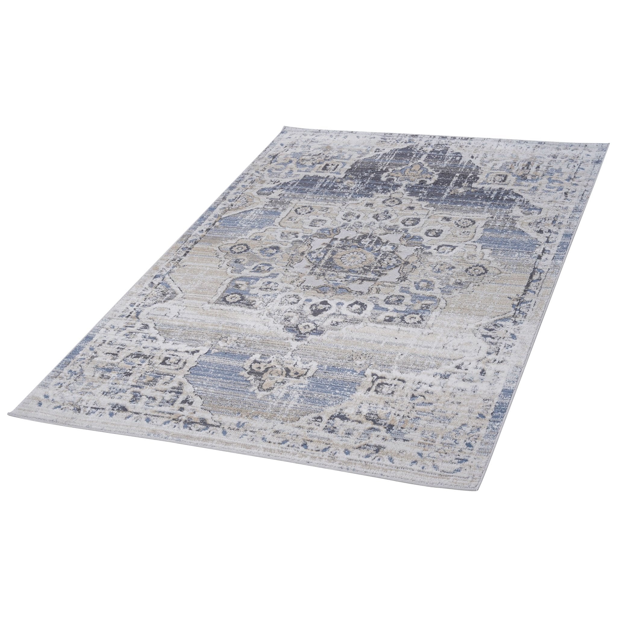 Payas Cream - Blue Rug Size 5'3'' x 7'6'' - MidinMod