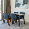 Adira Large Walnut Dining Set - 4 Virginia Blue Chairs | MidinMod | TX | Best Furniture stores in Houston
