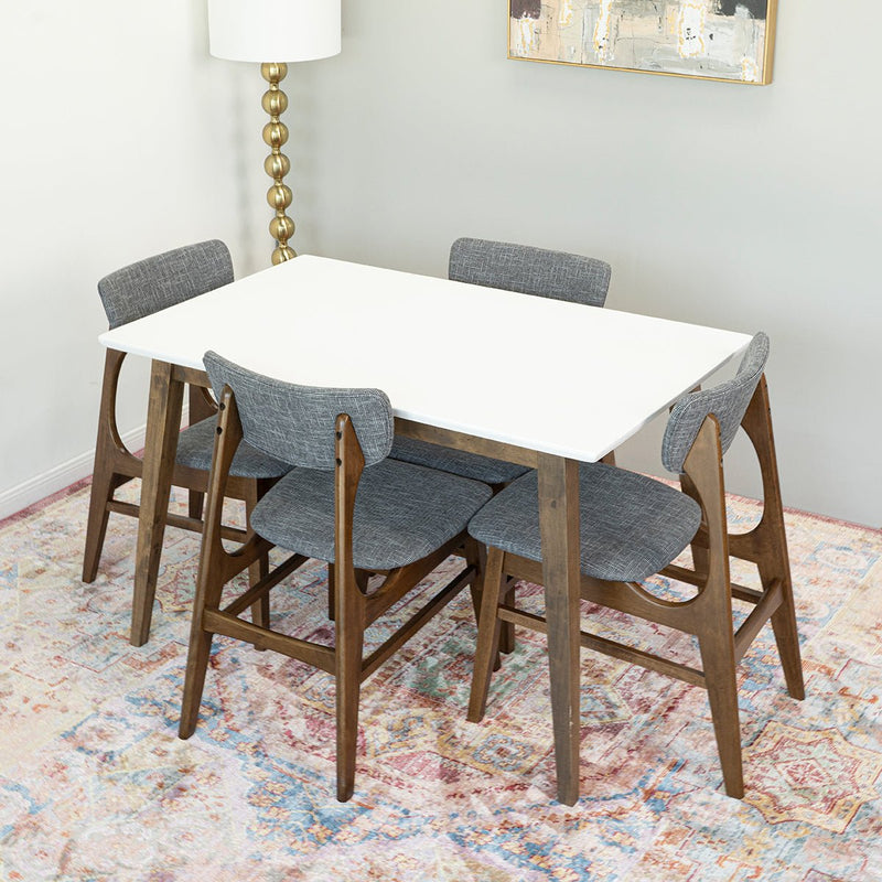 Dining Set , Alpine Small Table (White) with 4 Collins Chairs (Grey) | Mid in Mod | Houston TX | Best Furniture stores in Houston