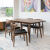 Adira (Large Walnut) Dining Set with 4 Juliet (Black Leather) Dining Chairs | Mid in Mod | Houston TX | Best Furniture stores in Houston
