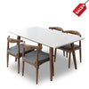 Large Adira Dining set with 4 Juliet Fabric Dining Chairs (White) | Mid in Mod | Houston TX | Best Furniture stores in Houston