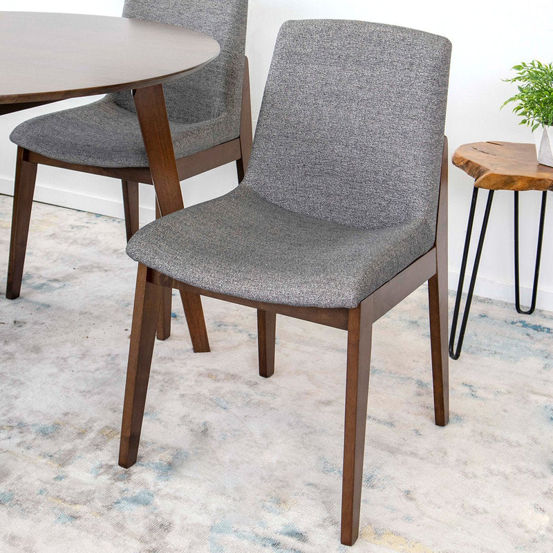 Aliana Dining Set with 4 Ohio Dark Gray Chairs (Walnut) | Mid in Mod | Houston TX | Best Furniture stores in Houston