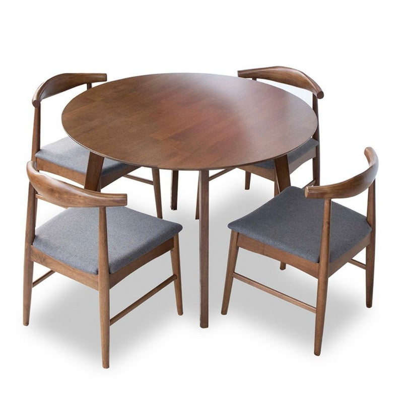 Aliana Dining Set with 4 Winston Gray Chairs (Walnut) | Mid in Mod | Houston TX | Best Furniture stores in Houston