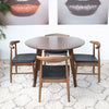 Aliana (Walnut) Dining Set with 4 Winston (Black Leather) Chairs | Mid in Mod | Houston TX | Best Furniture stores in Houston