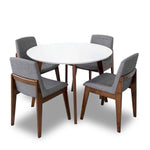 Aliana Dining set with Gray Chairs (White) | Mid in Mod | Houston TX | Best Furniture stores in Houston