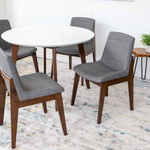Aliana Dining set with Gray Chairs (White) | Mid in Mod | Houston TX | Best Furniture stores in Houston