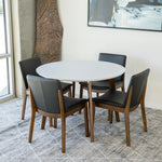 Aliana (White) Dining Set with 4 Virginia (Black Leather) Chairs - MidinMod Houston Tx Mid Century Furniture Store - Dining Tables 2
