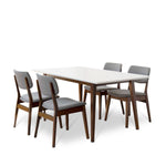 Alpine (Small - White) Dining Set with 4 Abbott Dining Chairs | Mid in Mod | Houston TX | Best Furniture stores in Houston