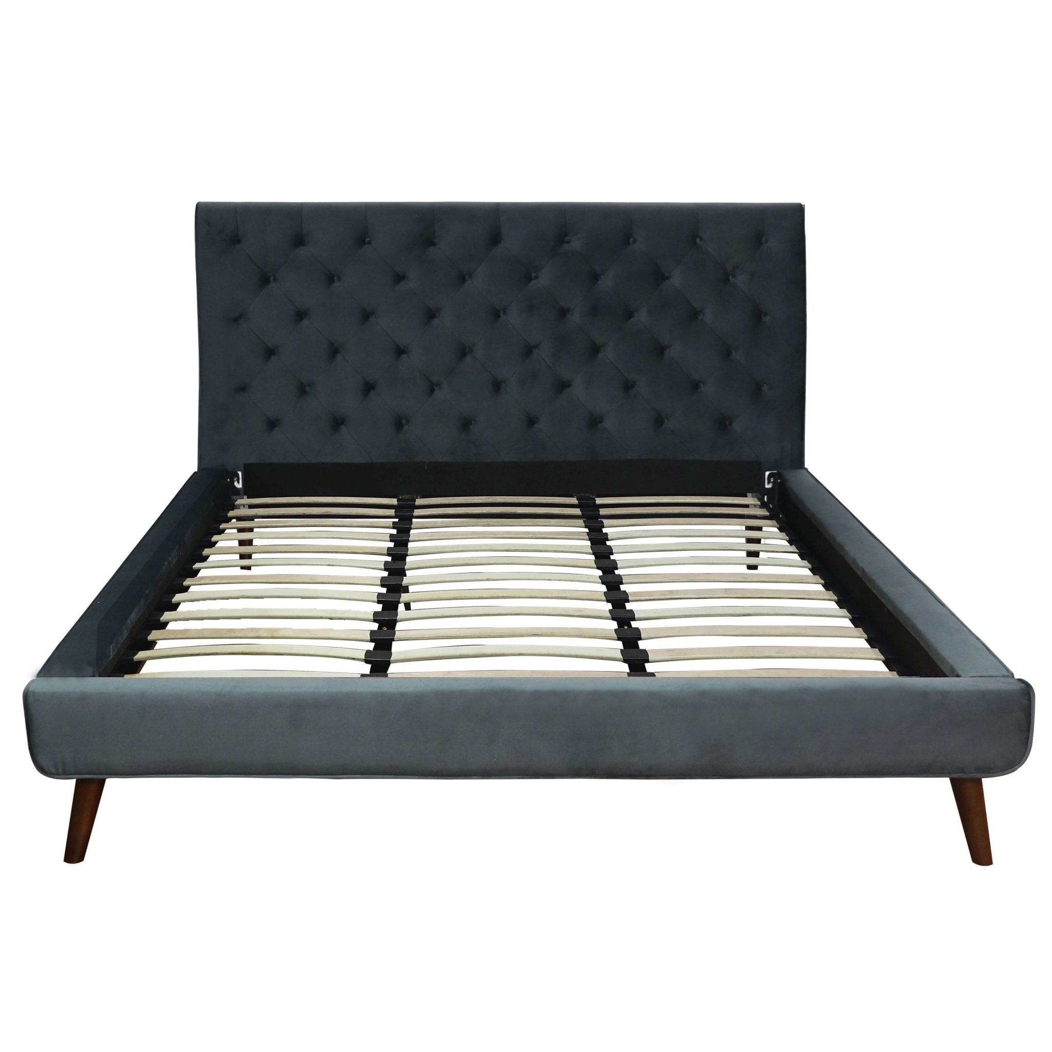 Ashley King Dark Gray Velvet Platform Bed - MidinMod