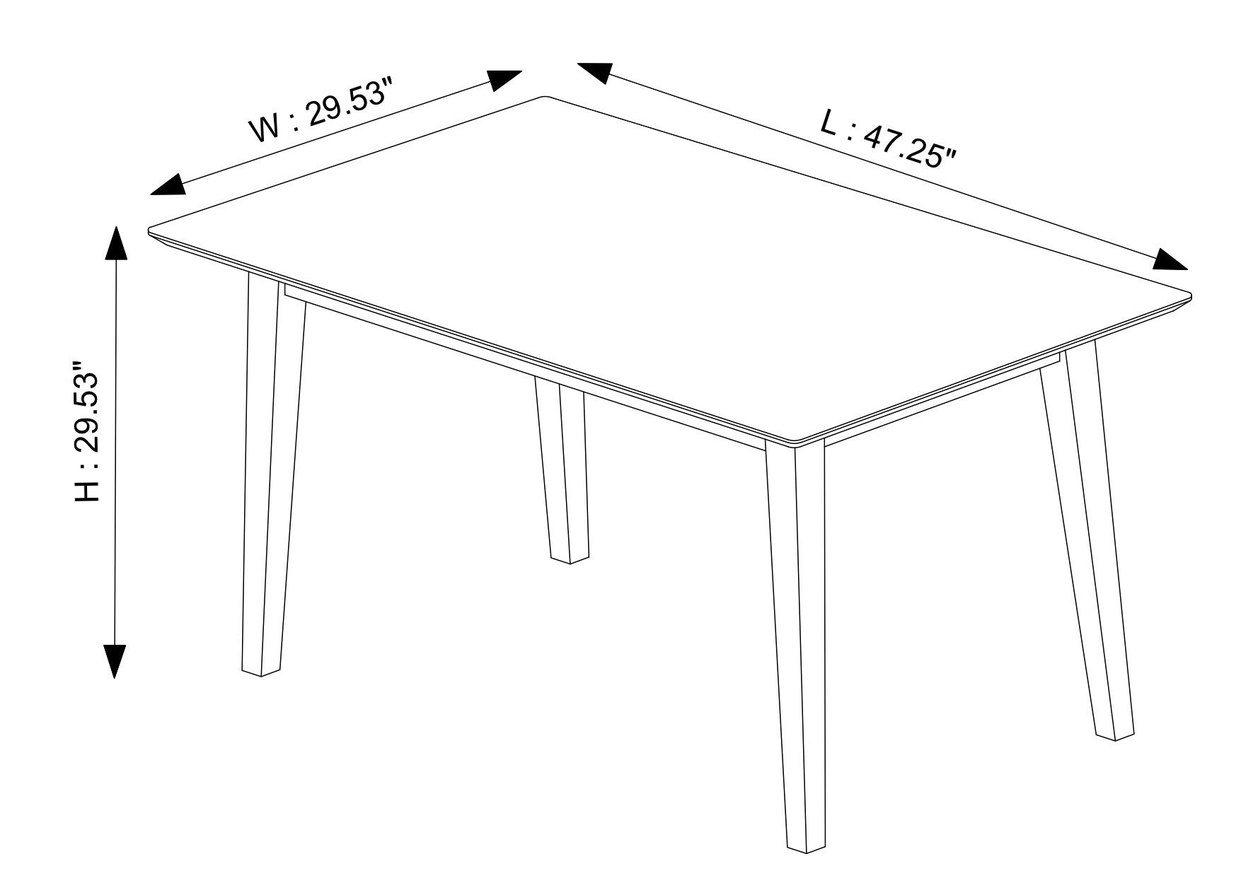 Four chair discount dining table size