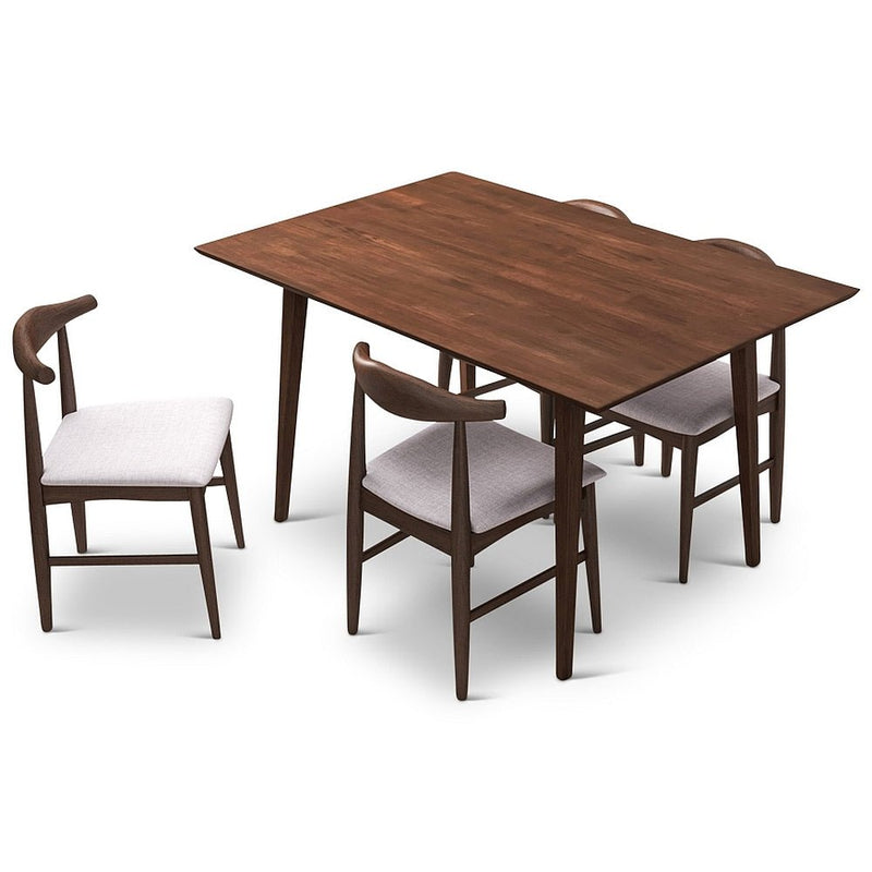Adira Small Walnut Dining Set - 4 Winston Beige Chairs | MidinMod | TX | Best Furniture stores in Houston