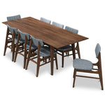 Adira XLarge Walnut Dining Set - 8 Collins Grey Chairs | MidinMod | TX | Best Furniture stores in Houston