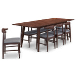 Adira XLarge Walnut Dining Set | 8 Winston Grey Dining Chairs | Houston TX | Best Furniture stores in Houston