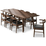 Adira XL Walnut Dining Set- 8 Zola Black Leather Chairs | MidinMod | TX | Best Furniture stores in Houston