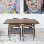 Adira Large  Walnut Dining Set - 4 Juliet Grey Chairs | MidinMod | TX | Best Furniture stores in Houston