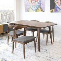 Adira Large  Walnut Dining Set - 4 Juliet Grey Chairs | MidinMod | TX | Best Furniture stores in Houston