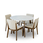 Aliana Dining set with 4 Virginia Beige Chairs (White) | Mid in Mod | Houston TX | Best Furniture stores in Houston