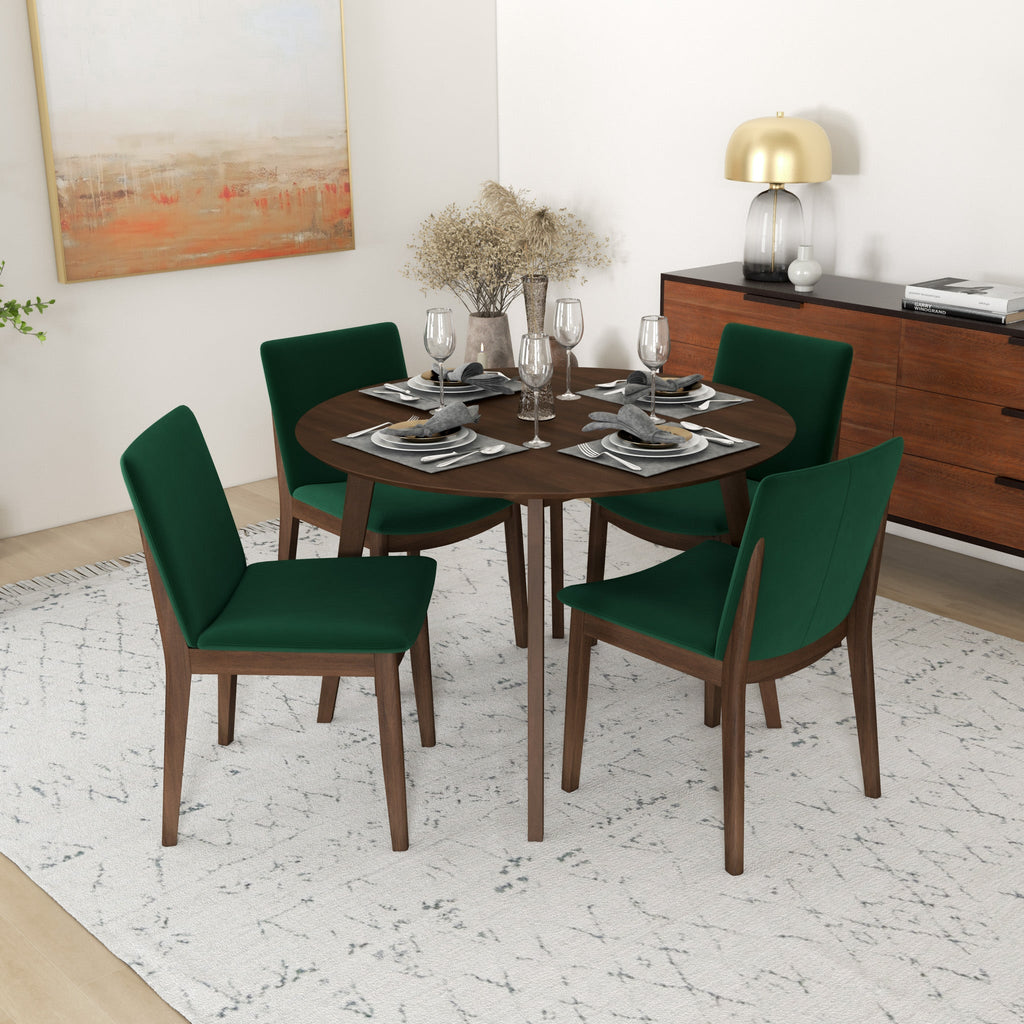Aliana  Dining Set - 4 Virginia Green Chairs (Walnut) | MidinMod | TX | Best Furniture stores in Houston