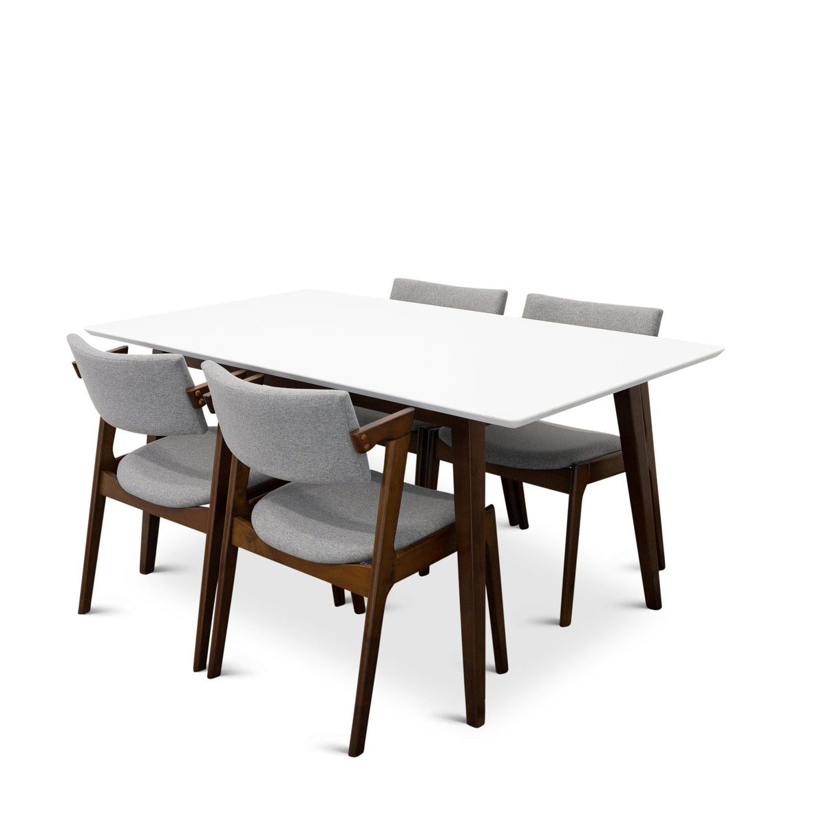 Alpine (Large) White Dining Set with 4 Ricco Dining Chairs | Mid in Mod | Houston TX | Best Furniture stores in Houston