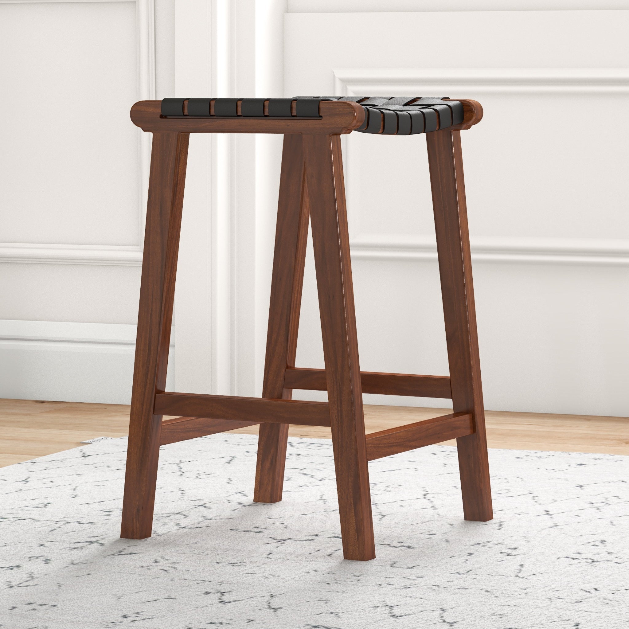 Andaman Black Leather Counter Stool - MidinMod