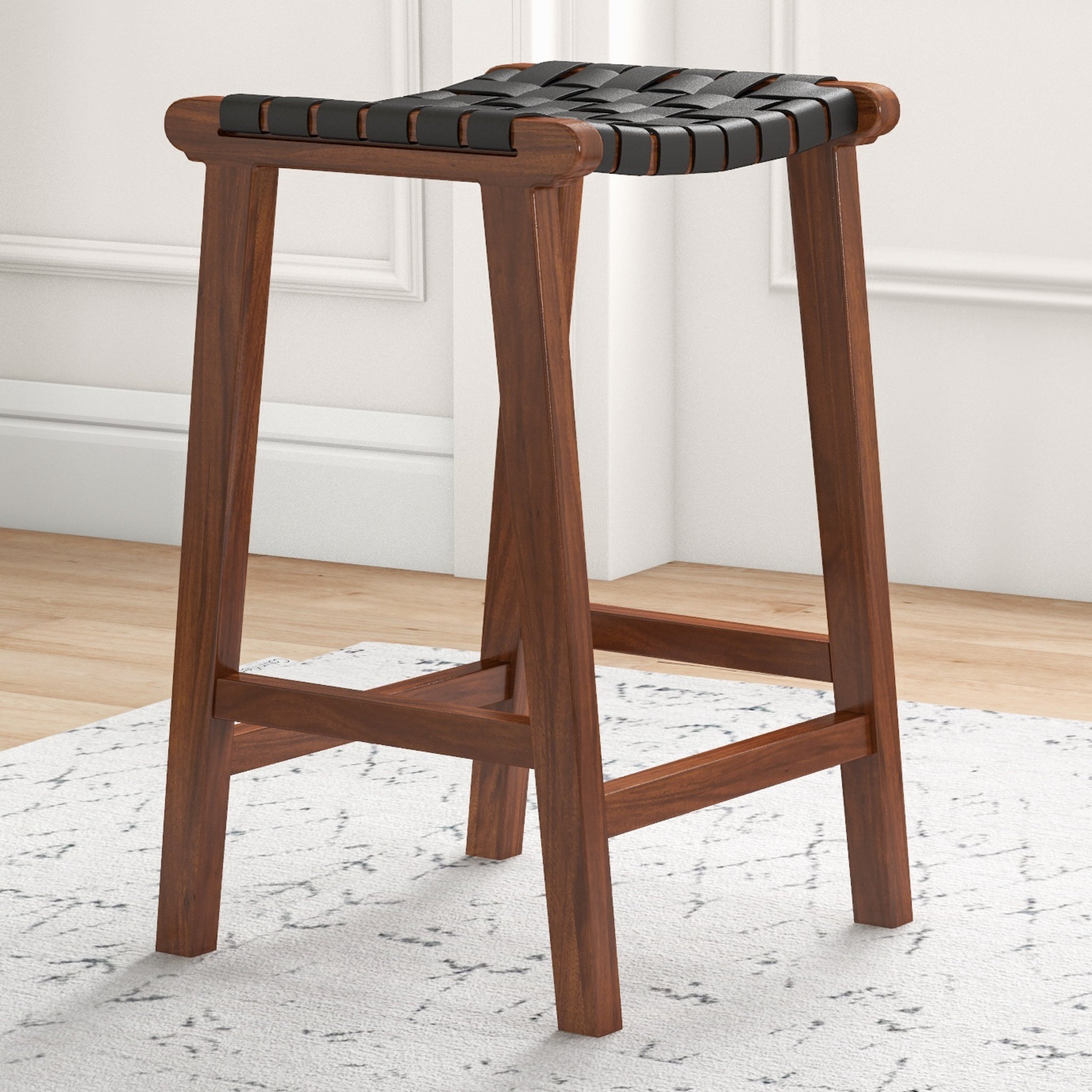 Andaman Black Leather Counter Stool - MidinMod