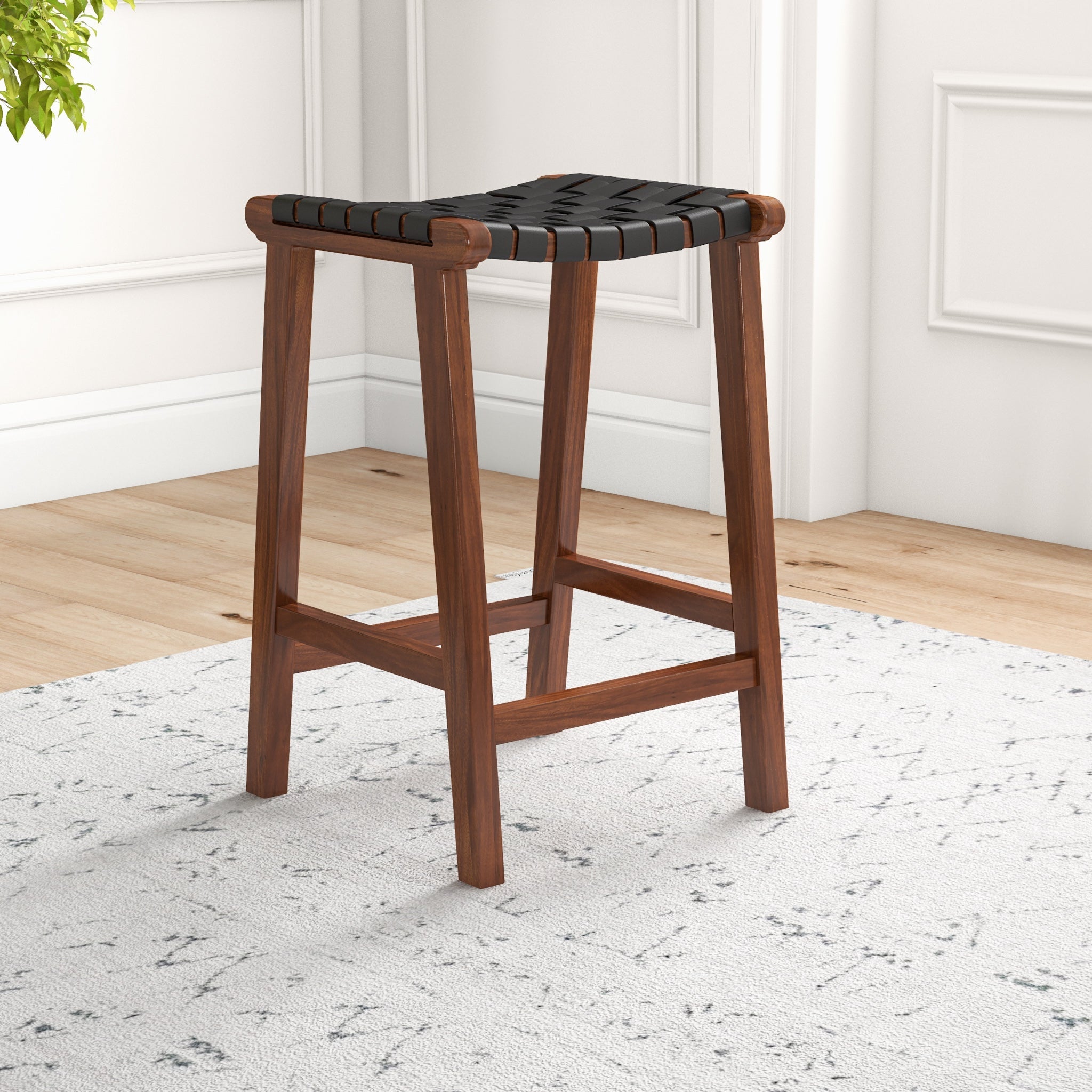 Andaman Black Leather Counter Stool - MidinMod