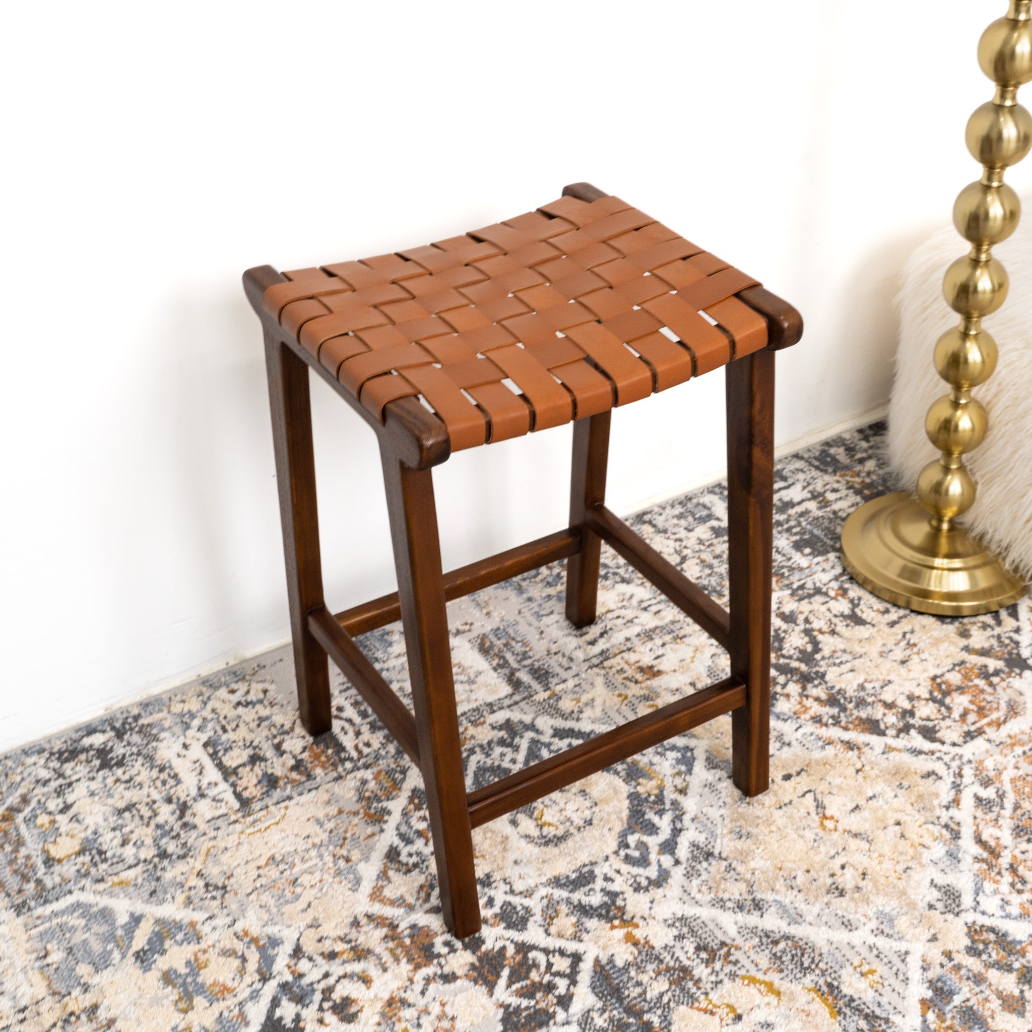 Andaman Tan Leather Counter Stool