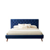 Ashley Platform Bed (King - Navy Blue Velvet)