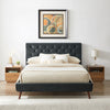 Ashley Platform Bed (Queen - Dark Gray Velvet) | Mid in Mod | Houston TX | Best Furniture stores in Houston