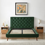 Ashley Platform Bed (Queen - Emerald Green Velvet) | Mid in Mod | Houston TX | Best Furniture stores in Houston