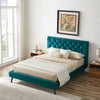 Ashley Platform Bed (Queen - Turquoise Velvet) - MidinMod Houston Tx Mid Century Furniture Store - Bed 3